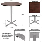 Tavolo da pranzo rotondo da 42" altezza bar con base a X