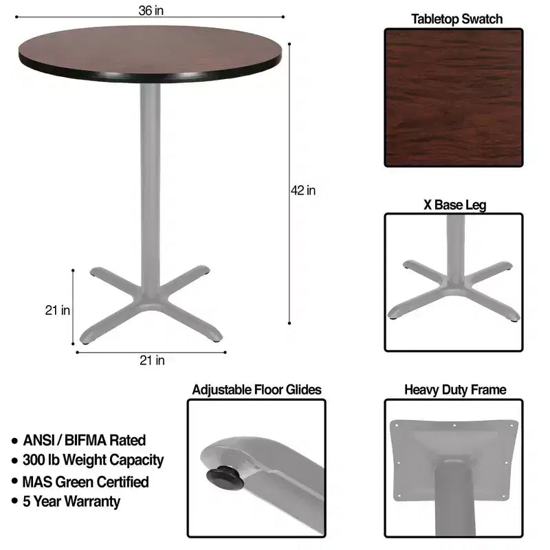 Hampden Furnishings 42" Bennet Collection Round with X Base Dining Bar Height Table